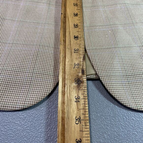 W.H. BELK Silk Wool Plaid Two Button Classic Blazer Sport Coat Mens 48R Beige - Picture 10 of 12